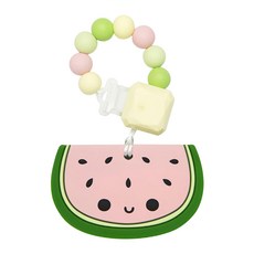 Loulou Lollipop 水果家族 固齒器奶嘴鍊組 - 食用級矽膠, 夏日青檸/草莓甜心/粉嫩西瓜, 鏈夾 + 固齒器, 1個