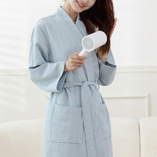 星紅織品 日系紗布低綿絮純棉浴袍 F(100cm) 藍色 - 純棉吸水、柔軟舒適, 1件