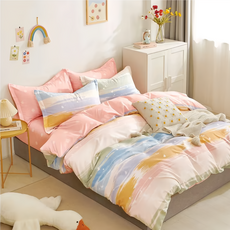 A-ONE 雪紡棉被套, 環保印染, 細膩磨毛處理, 吸濕排汗, 親膚柔軟, 色牢度高, 正反面皆為相同花色設計, 雙人, 繽紛色彩