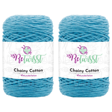 brandyarn Retwisst Chainy Cotton系列 再生針織線 7018 藍色, 2捲