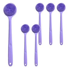 矽膠洗澡洗背刷，38x8x3.5cm, 薰衣草紫, 6支