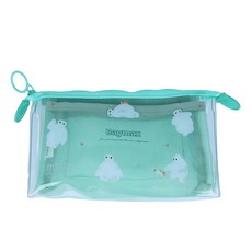 sun-star mitte幻彩柔漾萬用收納筆袋 大白, 透明輕巧，多功能收納，可愛圖案, 1個, 大白 綠色