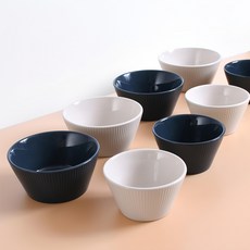 ROYAL VERREL Daily 陶瓷碗組, 飯碗 + 湯碗, 奶油白色 + 海軍藍色, 1組