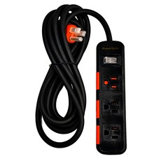 PowerSync 群加 1開3插滑蓋防塵防雷擊延長用電源線組 3孔 TS3DC127 18.5 x 4.5 x 2.6cm 470g, 2.7m, 黑色, 1條