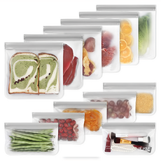 AHOYE PEVA矽膠保鮮食物袋, 22 x 22 x 1.5cm, 12個, 1組