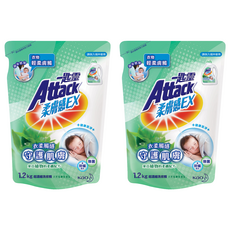Attack 一匙靈 柔膚感EX超濃縮洗衣精馬鞭草香氛 補充包, 1.2kg, 2包