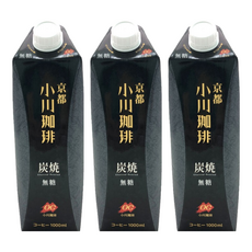 小川 京都炭燒咖啡 無糖, 1L, 3瓶