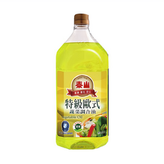 泰山特級歐式蔬菜調合油，不添加橄欖油，嚴選大豆油、芥花油、葵花油，不飽和脂肪酸84%, 2L, 1瓶