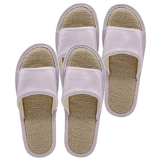 成人款亞麻材質室內皮拖鞋 透氣不臭 防滑耐磨靜音, 淺紫色, 2雙