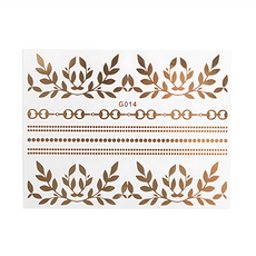 THE ONE UNITED 歐美時尚金屬感紋身貼 尺寸：約11*15cm 水轉印紙+環保油墨, 6 金色花精靈, 1件