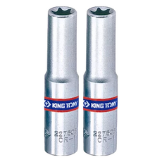 KING TONY 金統立 DR 六角星型套筒E4 鉻釩合金鋼 拋光鍍鉻, 1/4吋, 2個