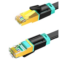 山澤 Cat.8超極速40Gbps傳輸雙屏蔽抗干擾電競級網路扁線 2M, 黑色, 1條