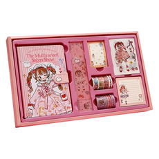 Mass 生活好物 舒壓文具親子玩具 筆記本 手賬豪華套裝186件組, E草莓女孩 粉紅色, 1組