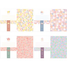 From&To 都會花卉信紙套組 FL111 (4款信紙16張 + 信封8個), 混合顏色, 1組