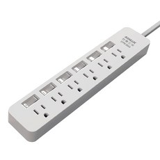 SANLUX 台灣三洋 平貼式安全延長線 1.8M, 六座六切獨立開關, 隱藏式開關設計, 超薄扁平插頭, SH3037, 1個