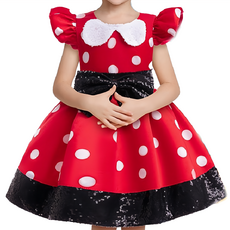 萬聖節 米妮表演連身裙, 紅色圓點 蓬蓬裙, 1件