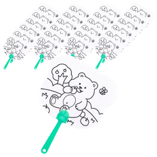 DIY 塗鴉扇 25個 17.5cm 塑料+紙質, 小熊, 1組