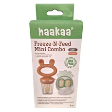 haakaa 矽膠咬咬樂 與迷你輔食模具 4個月以上適用 BPA Free, 南瓜橘, 1組