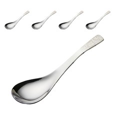 304不銹鋼福臨湯匙 孩童適用 福字, 單件, 5支, 銀色