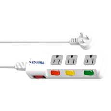 POLYWELL 寶利威爾 電源延長線4切3座 3孔, 180cm, 白色, 1個