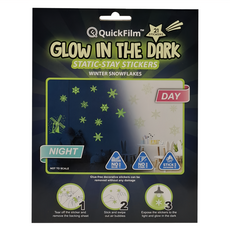 QuickFilm 夜光系列貼貼靜電無痕隨變壁貼 - 冬季 166mm X 175mm 6 sheets with 21 stickers, 雪花