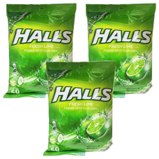 HALLS 酷涼夾心糖果 萊姆口味, 140g, 3袋