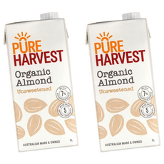 Pure Harvest 有機杏仁奶, 無糖, 澳洲製造, 1L, 2瓶