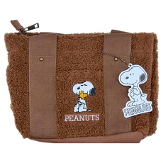 Kiiwi O SNOOPY 泰迪QQ毛兩用隔層托特包, 23 x 12 x 19cm, 棕色