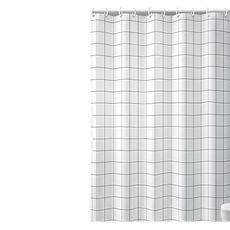 PEVA 防水浴簾 100% 聚酯纖維, 180 x 180cm, 白方格, 1組