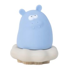 PiYOPiYO 黃色小鴨 鉑金矽膠可拆式洗澡刷毛玩具 河馬, 安全無毒材質，趣味噴水設計, 1個