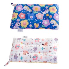 Annette 100%純棉可水洗兒童枕頭2件組, 花朵獨角獸 藍色 + 好朋友 米色, 43x28cm