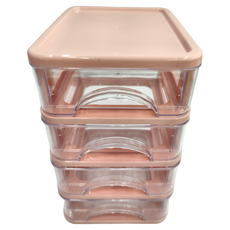 抽屜式收納盒, 粉紅佳人, 4層