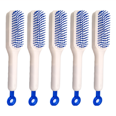 伸縮美髮梳 一梳順髮 彈性梳齒 一推清潔, 純淨白, 5支