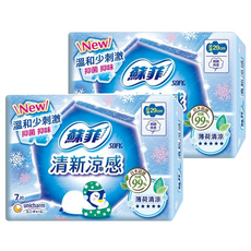 SOFY 蘇菲 清涼薄荷 清新涼感衛生棉, 超薄夜用型(29cm), 7片, 2包