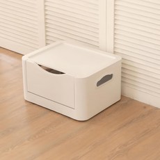 沐慕家居 掀蓋可疊式收納箱, 白色, 1個