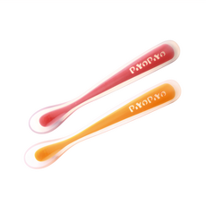 PiYOPiYO 黃色小鴨 果凍湯匙套裝, 前端軟矽膠, 不含雙酚A, 耐熱-20°C~120°C, 紅色+黃色, 1組