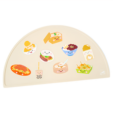 Little Bearnie 台灣小吃矽膠餐墊, 食品級矽膠, 25x46cm, 拿鐵色, 1個