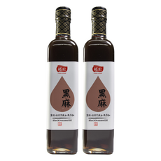 龍宏 黑麻油 100%芝麻油 重焙初榨黑麻油 無添加, 500ml, 2瓶