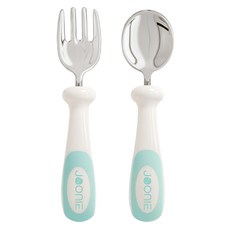 Joonie 嬰幼兒自主學習316不鏽鋼湯匙叉子組, 綠色, 1組