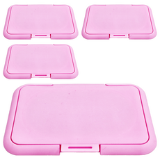 Little Pink Rabbit 粉彩小兔 濕紙巾專用盒蓋, 4包, 粉紅色