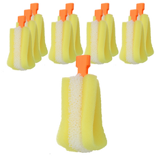 PiYOPiYO 黃色小鴨 組合式奶瓶刷替換刷頭 Set 2個, 柔軟刷頭, 安全無毒, 黃色 + 橘色, 10個