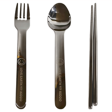 矽緻 收納不鏽鋼餐具3件組 - 304不鏽鋼, 蔚海藍, 筷子*1 + 湯匙*1 + 叉子*1, 1組