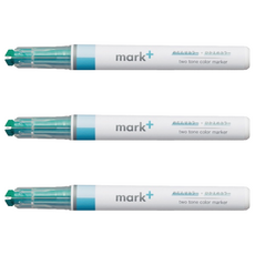 KOKUYO 國譽 mark plus 獨角仙同色系螢光筆, 日本製, 一筆雙色, 綠色, 3支