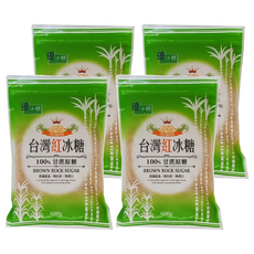 YASASHII 優 台灣紅冰糖 600g, 100% 甘蔗原糖, 無色素, 4包