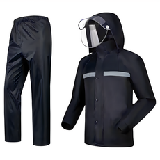 加強版兩件式雨衣 高檔反光雨衣 特大耐用, 2XL, 黑色