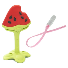 Ange 3D 水果寶寶ST固齒器 附粉色鍊夾, 3~18個月, 西瓜, 1個