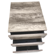 HomeMax 復古木紋公文櫃, 灰色, 3層