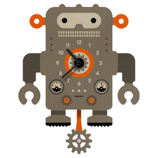 Popclox 機器人3D立體擺鐘, 灰色