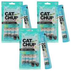 CAT CHUP 貓咪 肉泥 牛磺酸配方 14g x 7條, 鮪魚+蟹肉, 98g, 3袋