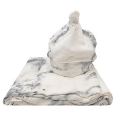 lulujo 竹纖維帽子包巾組 透氣柔軟親膚 120x120cm, 大理石